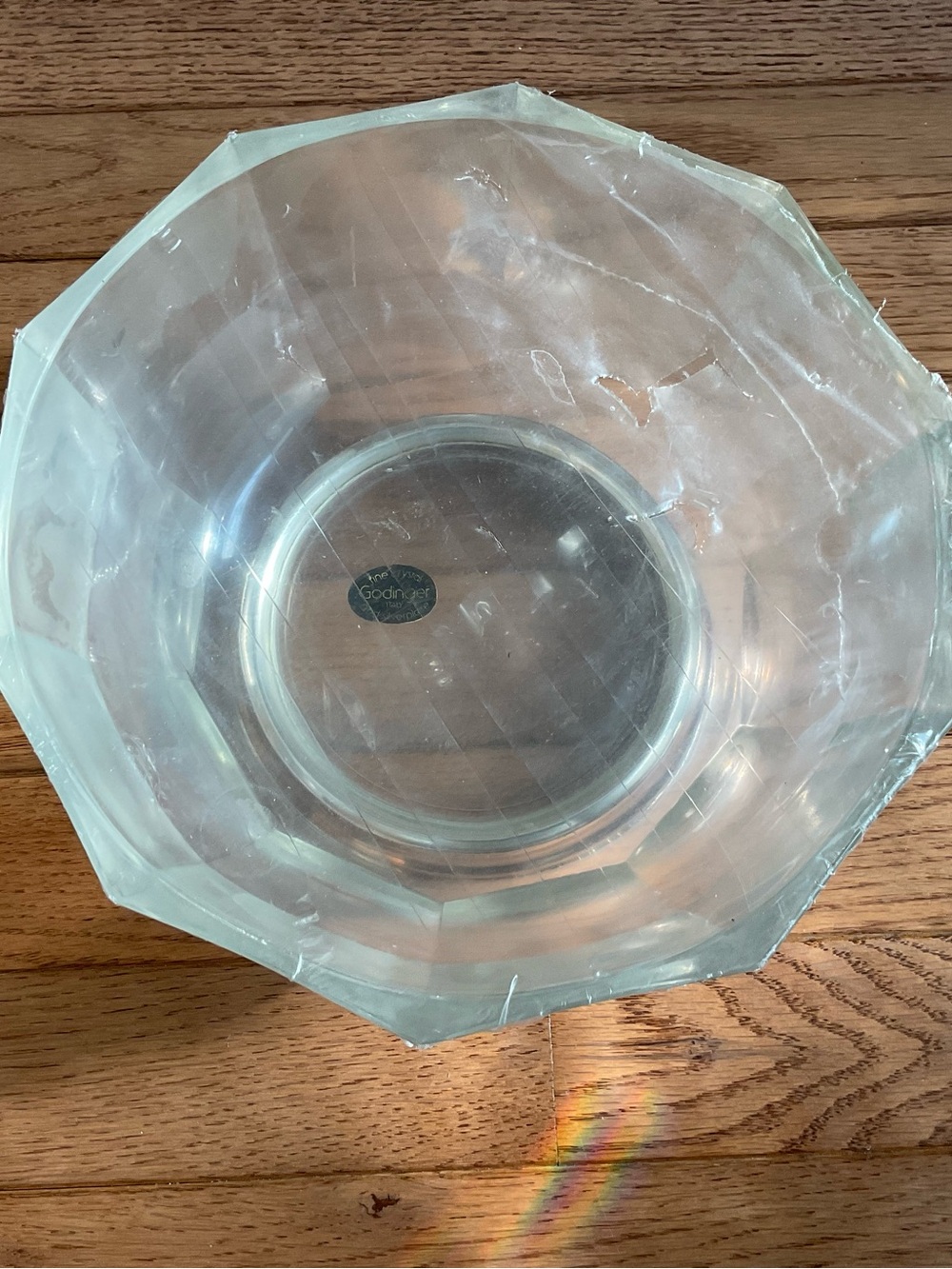 Godinger Clear Crystal Bowl with Gold Label